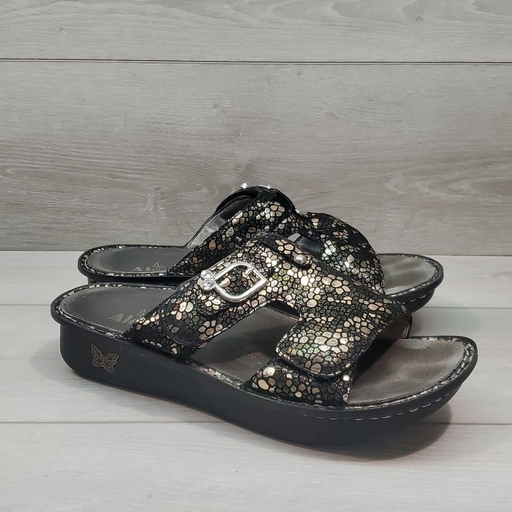 Alegria Women PEG-780 Leather Wedge Sandals shoes sz 41/10.5-11